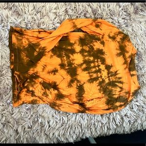 Tie die collarless shirt